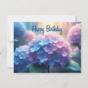 Happy Birthday Hydrangea Flowers Postcard