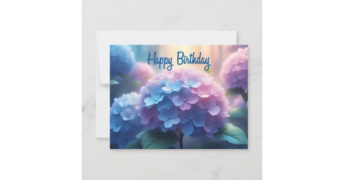 Happy Birthday Hydrangea Flowers Postcard | Zazzle
