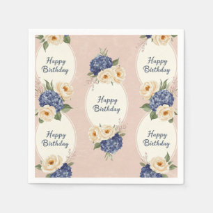 Happy Birthday, Hydrangeas and Peonies Napkins