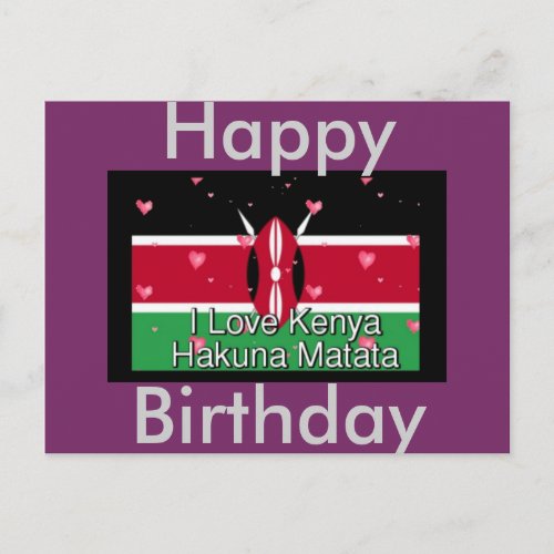 Happy Birthday I love Kenya Postcard