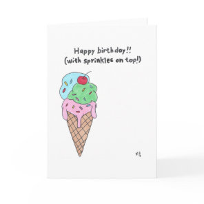 Happy Birthday Ice Cream Cone Card