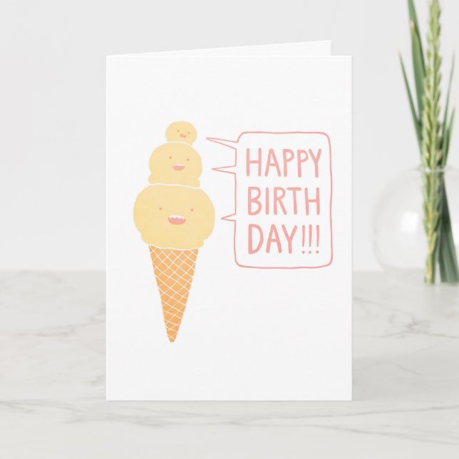 Happy Birthday Ice Cream Letterpress Card (Front)