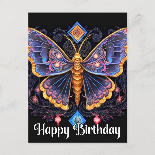 Happy Birthday Imaginative Butterfly Design Holiday Postcard (Front)