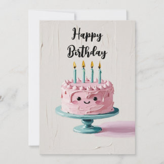 Happy Birthday Impasto Cake Holiday Card