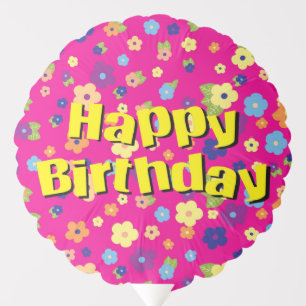 Happy Birthday in Flowers Balloon