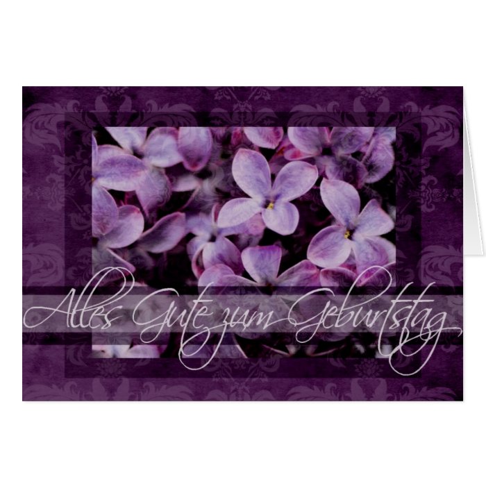 Happy Birthday in German Lilac Blossoms Card