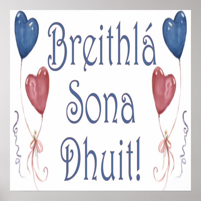 Happy Birthday! in Irish Gaelic Poster (Front)