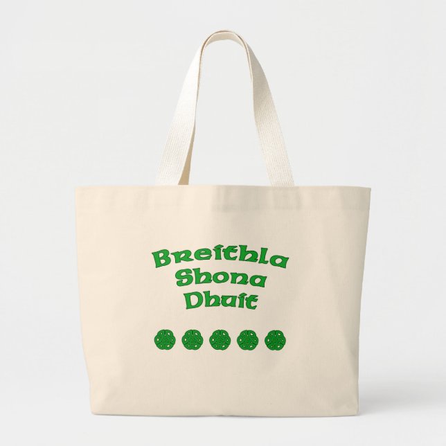 Happy Birthday In Irish Large Tote Bag (Front)