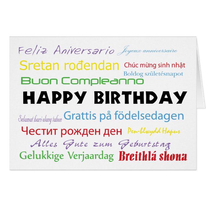 Happy Birthday in Many Languages Card