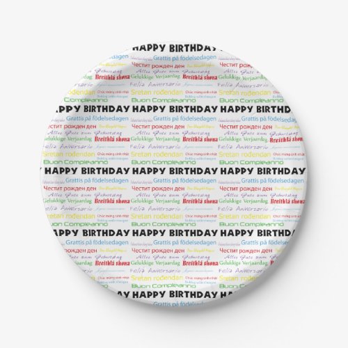 Happy Birthday in Many Languages Paper Plates