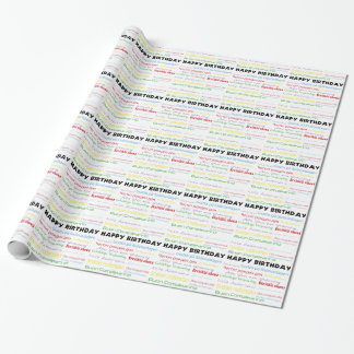 Happy Birthday in Many Languages Wrapping Paper