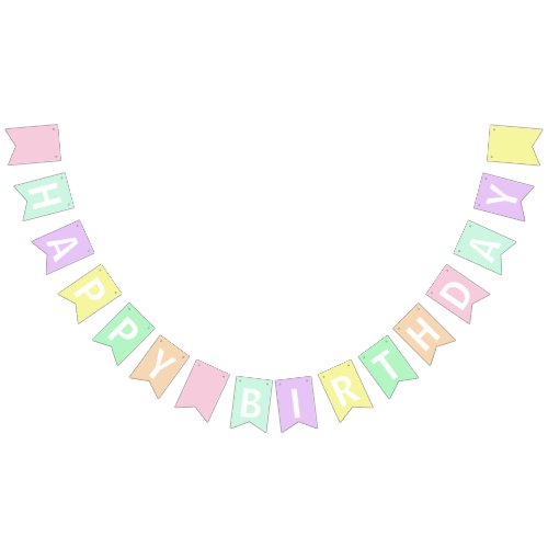 Happy Birthday In Pastel Colors Bunting Flags