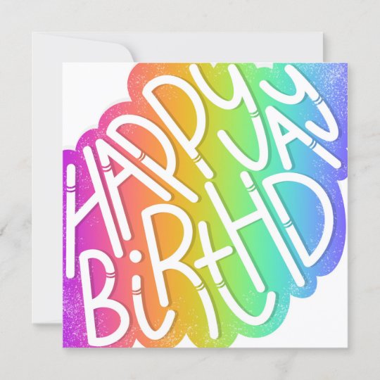 Happy Birthday in Rainbow Quirky Font Card | Zazzle.com