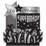 Happy Birthday in Silver & Black | DIY Name & Age Cutout<br><div class="desc">Free-standing Birthday Cutouts. Makes a great conversation starter! This adorable DIY party table/cake topper will be a giant hit at the party. Great for any birthday ( 1st, 2nd, 3rd, 4th, 5th, 6th, 7th, 8th, 9th, 10th, 11th, 12th, 13th, 14th, 15th, 16th, 17th, 18th, 19th, 20th, 21st, 22nd, 23rd, 24th,...</div>