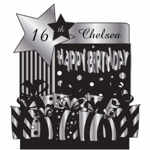 Happy Birthday in Silver & Black   DIY Name & Age Cutout