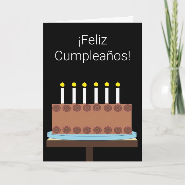 Happy Birthday in Spanish: Black Blank Card (Front)