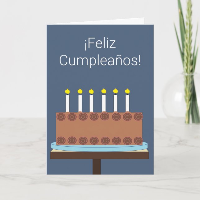 Happy Birthday in Spanish: Blue-gray Card (Front)