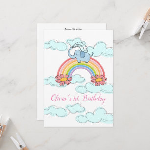 Happy Birthday Invitation Baby Blue Elephant