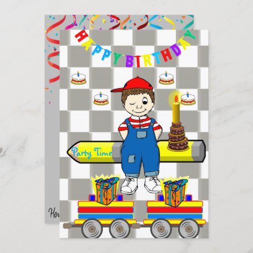 Happy Birthday Invitation Boy Trains