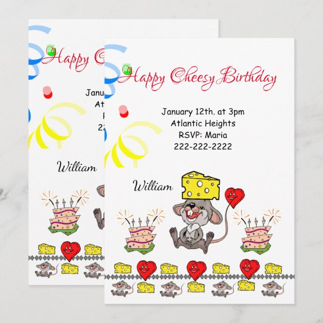 Happy Birthday Invitation Cheesy Birthday Wild One (Front/Back)