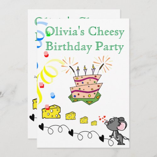 Happy Birthday Invitation Mousey Cheesy Party 