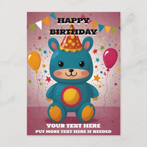 Happy Birthday Invitation  Postcard