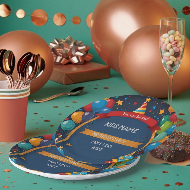 Happy Birthday Invite  Paper Plates (Multi)