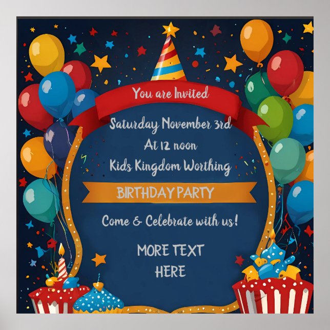 Happy Birthday Invite  Poster (Front)