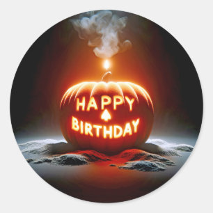 Happy Birthday Jack-o-lantern Candle Classic Round Sticker