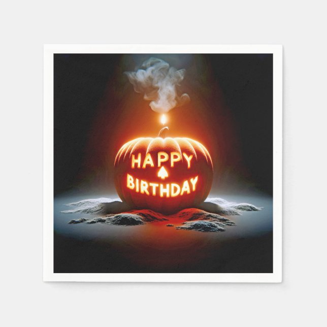 Happy Birthday Jack-o-lantern Candle Napkins (Front)