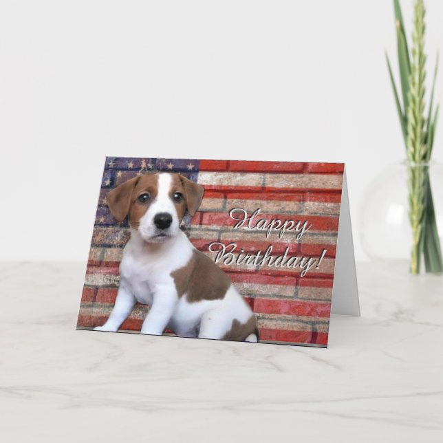 Happy Birthday Jack Russell Terrier greeting card (Front)