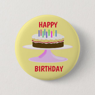 Happy Birthday jam sponge cake and candles Button