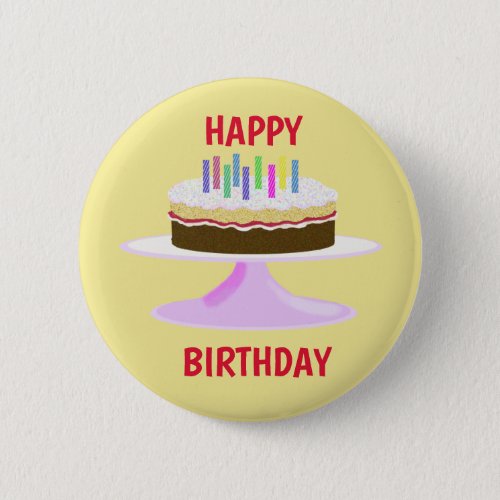 Happy Birthday jam sponge cake and candles Button