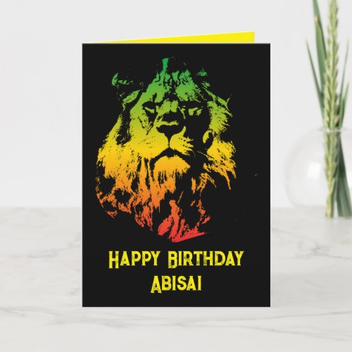 Happy Birthday Jamaican Rasta Lion Card