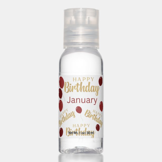Happy birthday January birthdays Travel Bottle Hand Sanitizer (Front)