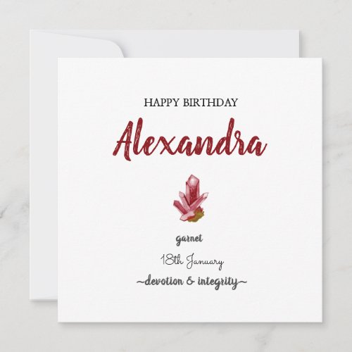 Happy birthday January birthstone garnet gem Card