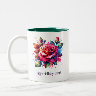 Happy Birthday Jayne Two-Tone Coffee Mug