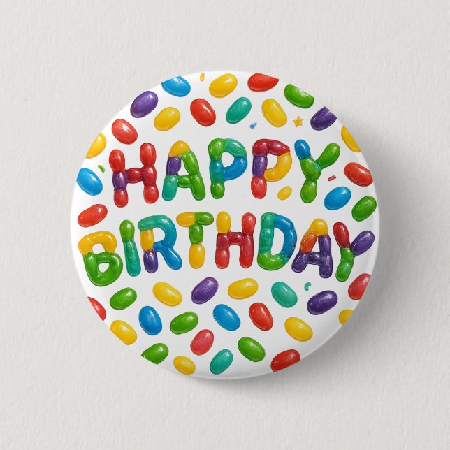 Happy Birthday Jelly Beans Button (Front)