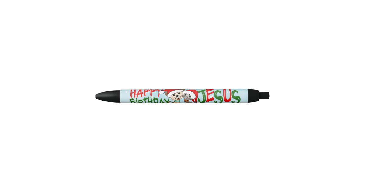 Happy Birthday Jesus Black Ink Pen | Zazzle