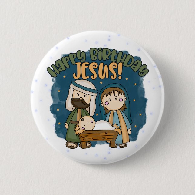 Happy Birthday Jesus Button (Front)