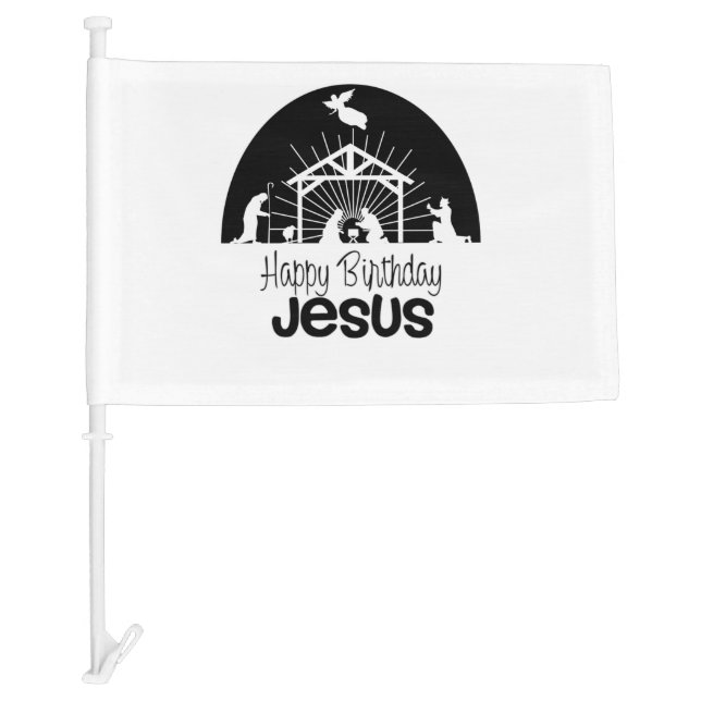 Happy Birthday Jesus Car Flag (Front)