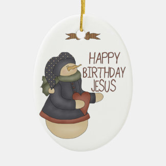 Happy Birthday Jesus Ceramic Ornament