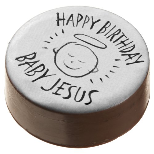 Happy Birthday Jesus Chalk Religious Christmas Chocolate Covered Oreo
