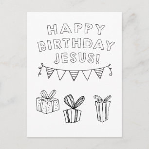 Happy Birthday Jesus Christian Children's Coloring Postcard