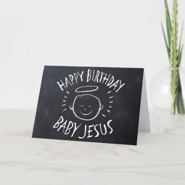 Happy Birthday Jesus - Christian Christmas Chalk Holiday Card (Front)