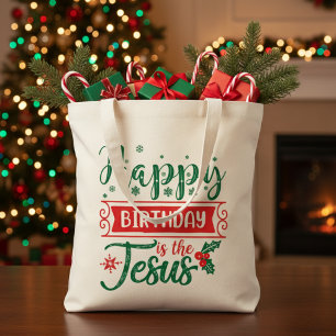 Happy Birthday Jesus Christian Christmas Tote Bag