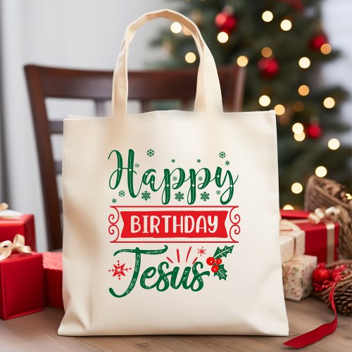 Happy Birthday Jesus Christian Christmas Tote Bag
