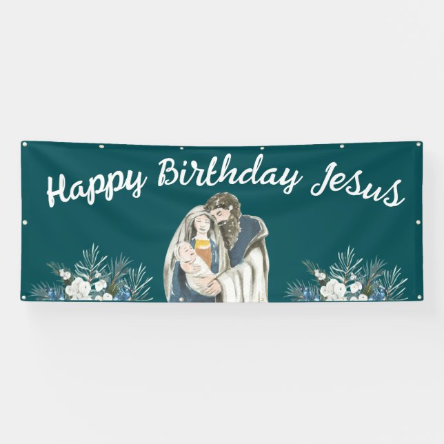 Happy Birthday Jesus Christmas Banner (Horizontal)