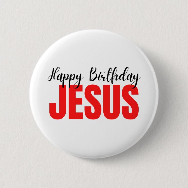 Happy Birthday Jesus Christmas Button (Front)