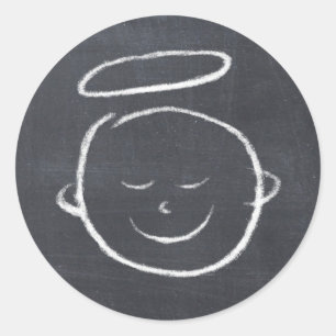Happy Birthday Jesus - Christmas Chalkboard Angel Classic Round Sticker